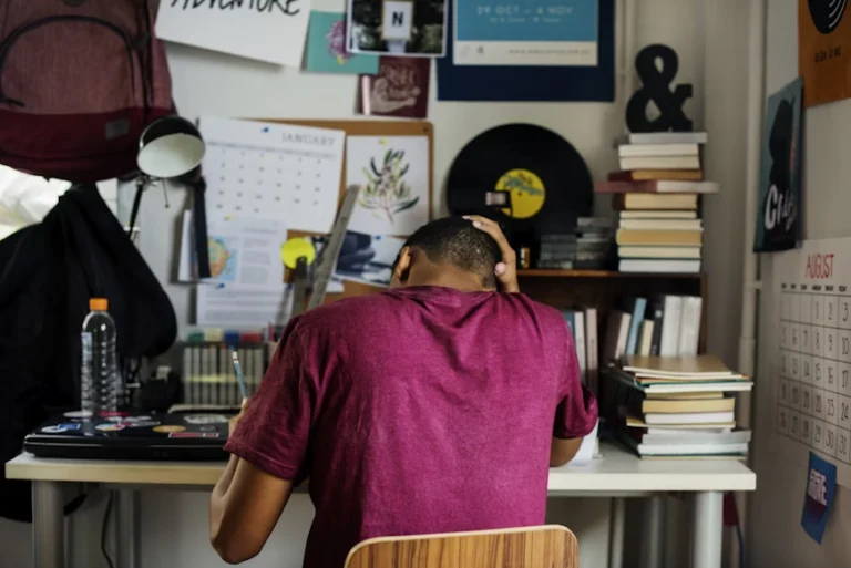 student laptop studying at home
